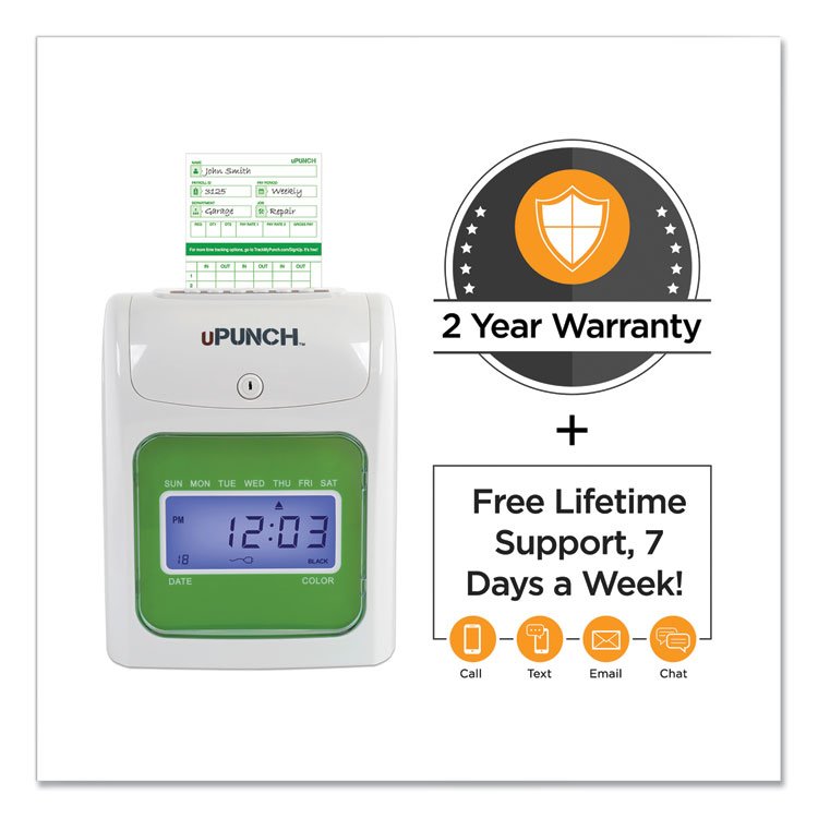 uPunch HN1500 Electronic Non-Calculating Time Clock Bundle, LCD Display, Beige/Green (PPZHN1500)