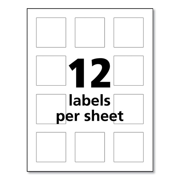 Avery UltraDuty GHS Chemical Waterproof and UV Resistant Labels, 2 x 2, White, 12/Sheet, 50 Sheets/Pack (AVE60526)
