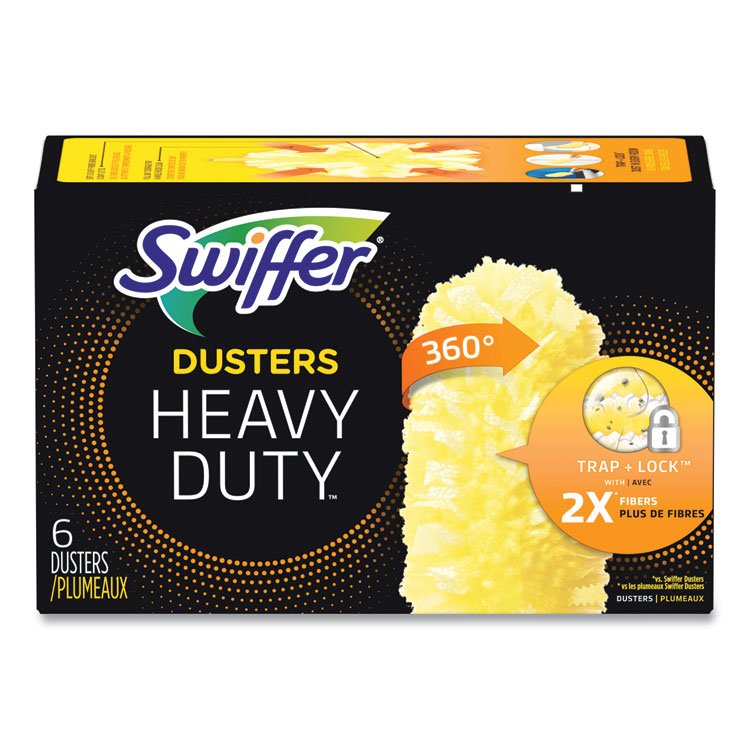 Swiffer Heavy Duty Dusters Refill, Dust Lock Fiber, Yellow, 6/Box (PGC21620BX)