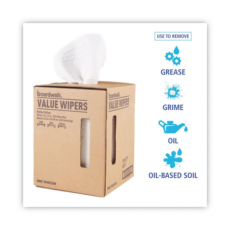 Boardwalk DRC Wipers, Centerpull, 10 x 12, White, 200/Carton (BWKV040CGW)