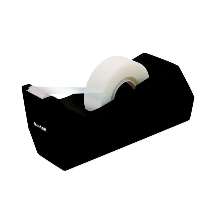 Scotch Desktop Tape Dispenser, Weighted Non-Skid Base, 1" Core, Black (MMMC38BK)