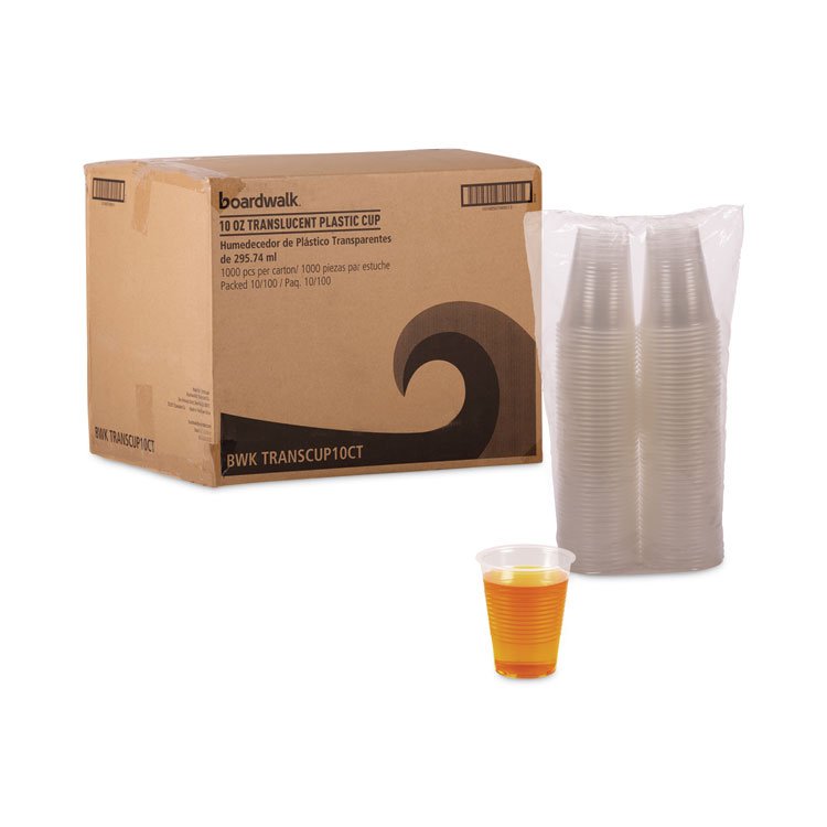 Boardwalk Translucent Plastic Cold Cups, 10 oz, 100/Sleeve, 10 Sleeves/Carton (BWKTRANSCUP10CT)