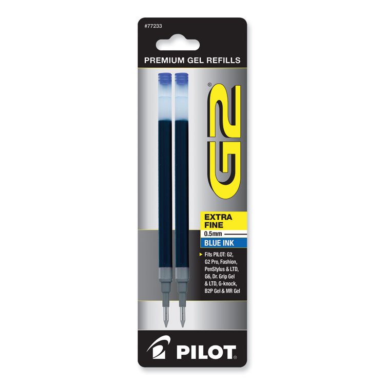 Pilot Refill for Pilot B2P, Dr Grip, G2, G6, MR Metropolitan, Precise BeGreen and Q7 Gel Pens, Extra-Fine Tip, Blue Ink, 2/Pack (PIL77233)