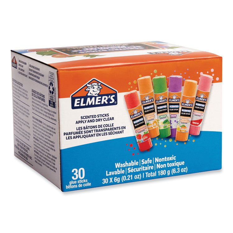 Elmer's Clear School Glue Stick, Scented, Assorted, 0.21 oz, Dries Clear, 30/Pack (EPI2175692)