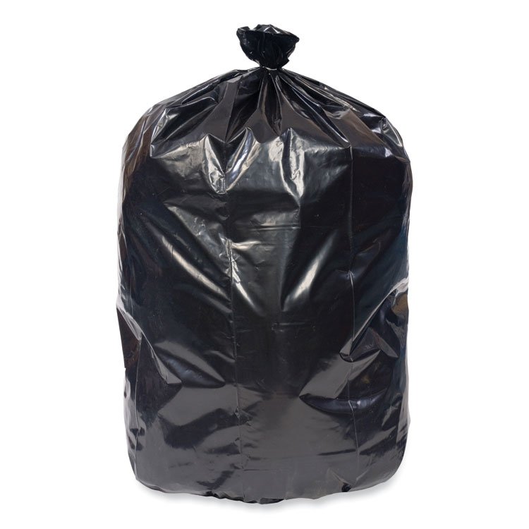 Pitt Plastics Eco Strong Plus Can Liners, 40 gal, 1.35 mil, 40" x 46", Black, Perforated Roll, 100/Carton (PITPCRL4046SHK)