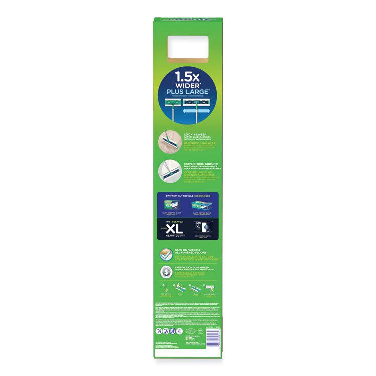 Swiffer Sweeper Mop, 16.5 x 9 White Cloth Head, 46" Green/Silver Aluminum/Plastic Handle (PGC01096)