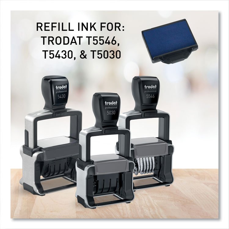 Trodat T5430 Professional Replacement Ink Pad for Trodat Custom Self-Inking Stamps, 1" x 1.63", Blue (USSP5430BL)