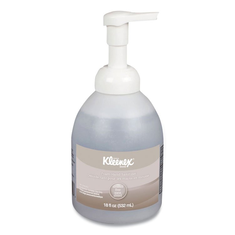 Kleenex Alcohol-Free Foam Hand Sanitizer, 18 oz Pump Bottle, Fragrance-Free, 4/Carton (KCC45827CT)