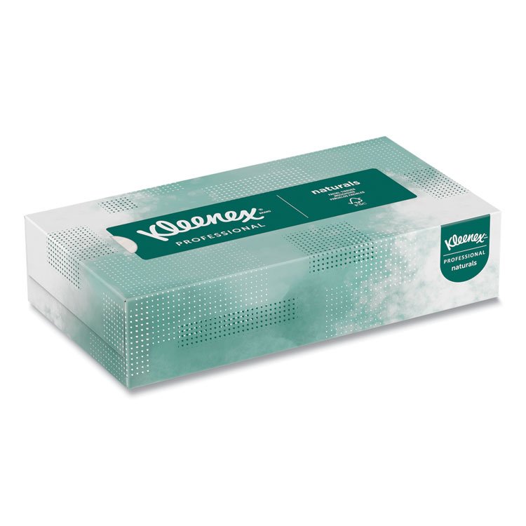 Kleenex Naturals Facial Tissue for Business, Flat Box, 2-Ply, White, 125 Sheets/Box, 48 Boxes/Carton (KCC21601)