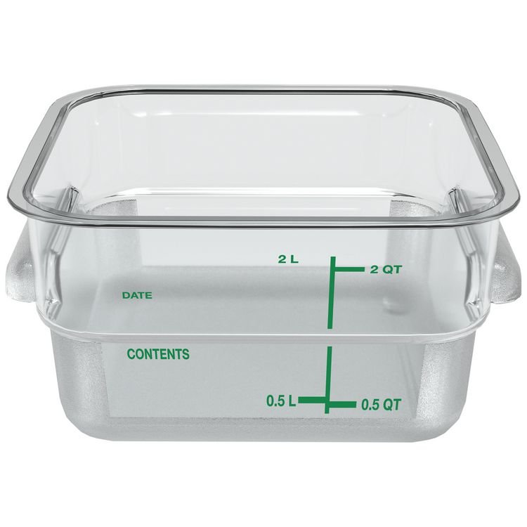 Carlisle Squares Polycarbonate Food Storage Container, 2 qt, 7.13 x 7.13 x 3.8, Clear, Plastic (CFS1195007)