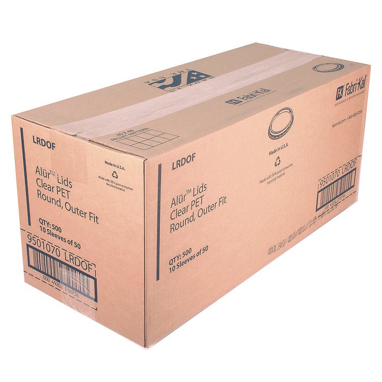 Fabri-Kal Recycleware Round Deli Container Lids, Flat Outer Fit, Clear, Plastic, 500/Carton (FABLRDOF)