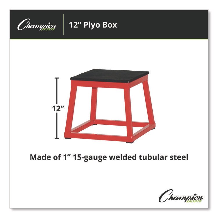 Champion Sports Plyo Box, 15" x 15", Plywood/Rubber/Steel, Red/Black (CSIPXB12)