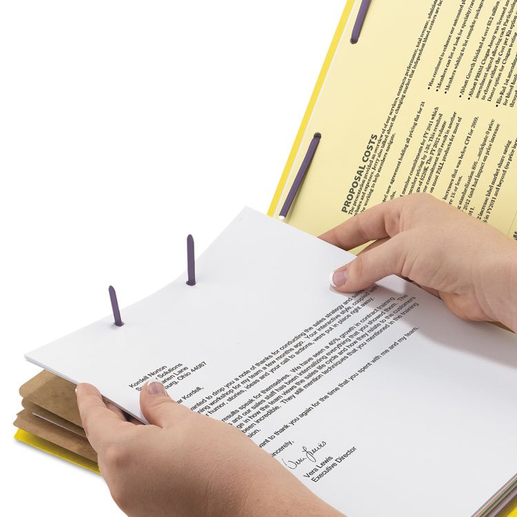 Smead Eight-Section Pressboard Top Tab Classification Folders, Eight SafeSHIELD Fasteners, 3 Dividers, Legal Size, Yellow, 10/Box (SMD19098)
