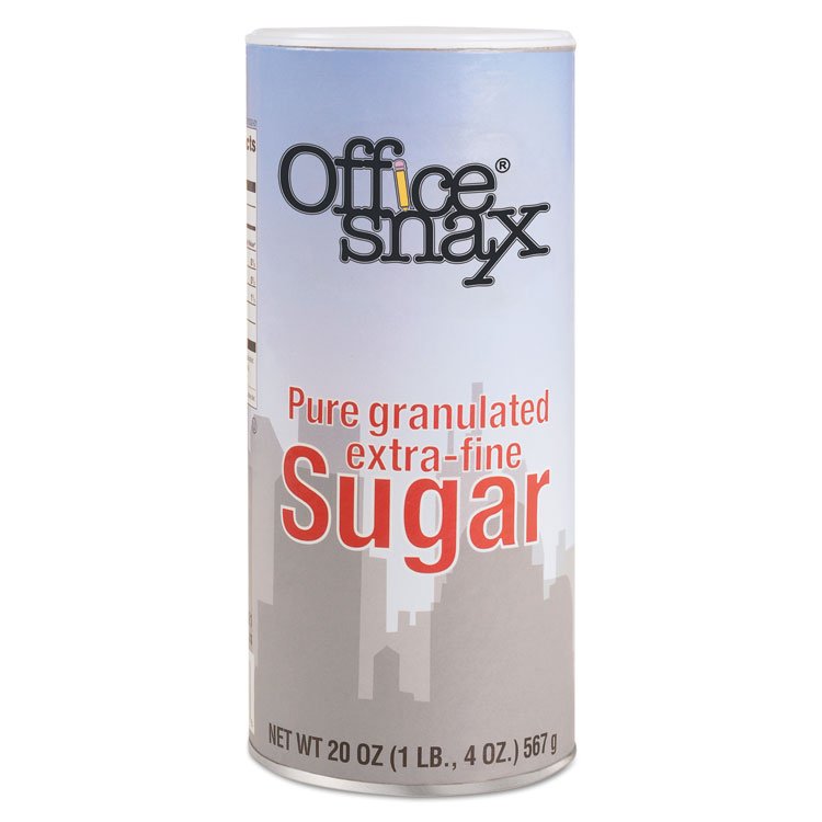 Office Snax Reclosable Canister of Sugar, 20 oz, 3/Pack (OFX00019G)