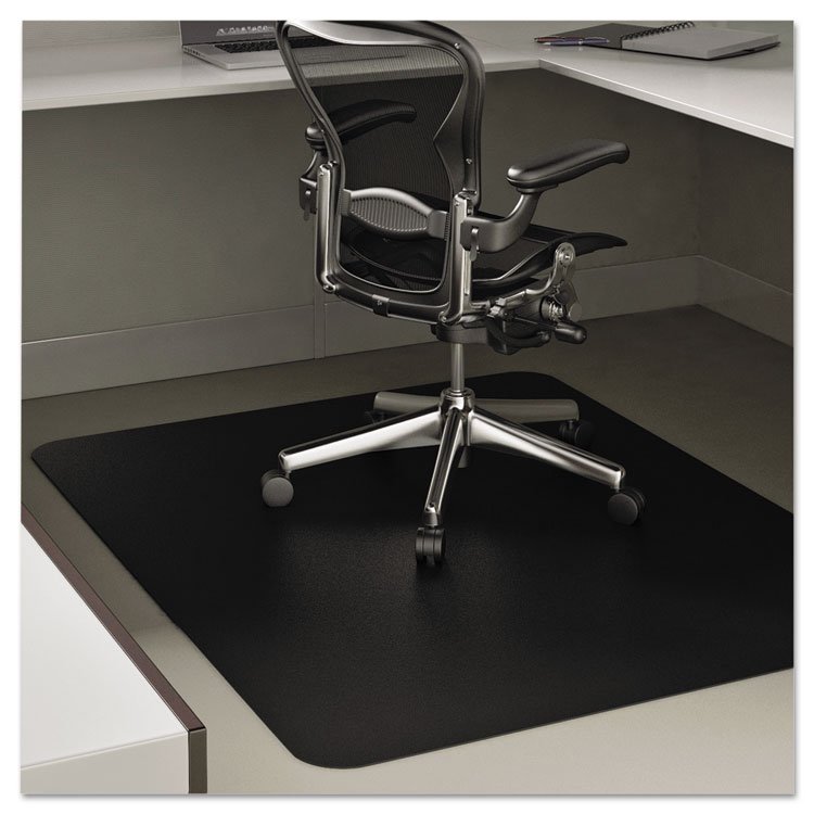 deflecto EconoMat All Day Use Chair Mat for Hard Floors, Flat Packed, 45 x 53, Black (DEFCM21242BLK)