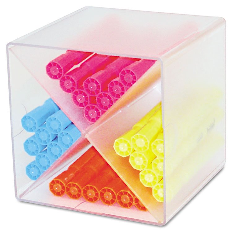 deflecto Stackable Cube Organizer, X Divider, 4 Compartments, Plastic, 6 x 7.2 x 6, Clear (DEF350201)
