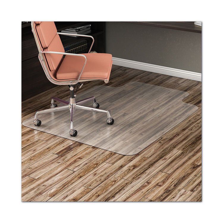deflecto EconoMat All Day Use Chair Mat for Hard Floors, Flat Packed, 45 x 53, Wide Lipped, Clear (DEFCM21232)