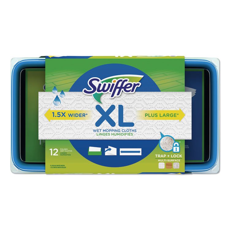 Swiffer Max/XL Wet Refill Cloths, 16.5 x 9, White, 12/Tub, 6 Tubs/Carton (PGC74471)
