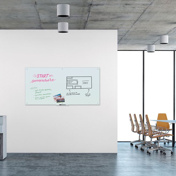 U Brands Magnetic Glass Dry Erase Board Value Pack, 70" x 35", Frosted White (UBR3973U0001)