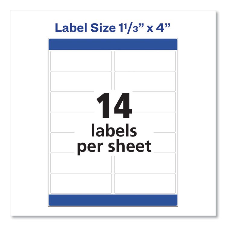 Avery Easy Peel White Address Labels w/ Sure Feed Technology, Laser Printers, 1.33 x 4, White, 14/Sheet, 250 Sheets/Box (AVE5962)