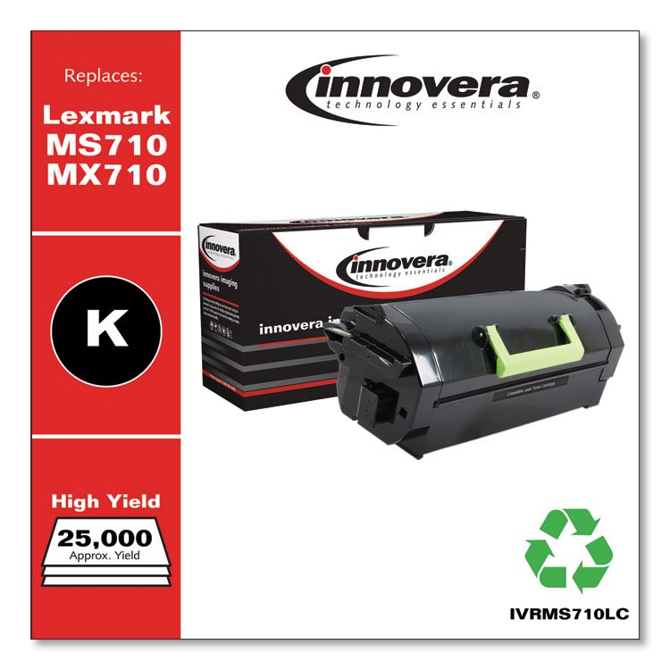 Innovera Remanufactured Black High-Yield Toner, Replacement for MS710/MX710, 25,000 Page-Yield (IVRMS710LC)