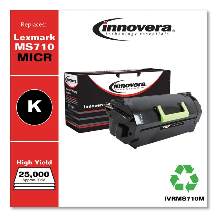Innovera Remanufactured Black High-Yield MICR Toner, Replacement for MS710M (52D0HA0), 25,000 Page-Yield (IVRMS710M)