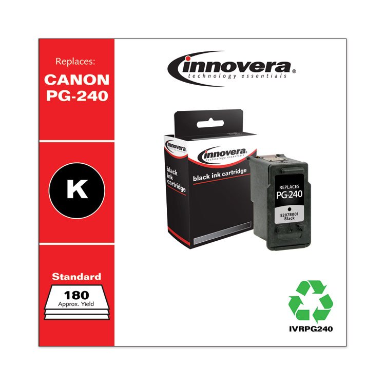 Innovera Remanufactured Black Ink, Replacement for PG-240 (5207B001), 180 Page-Yield (IVRPG240)