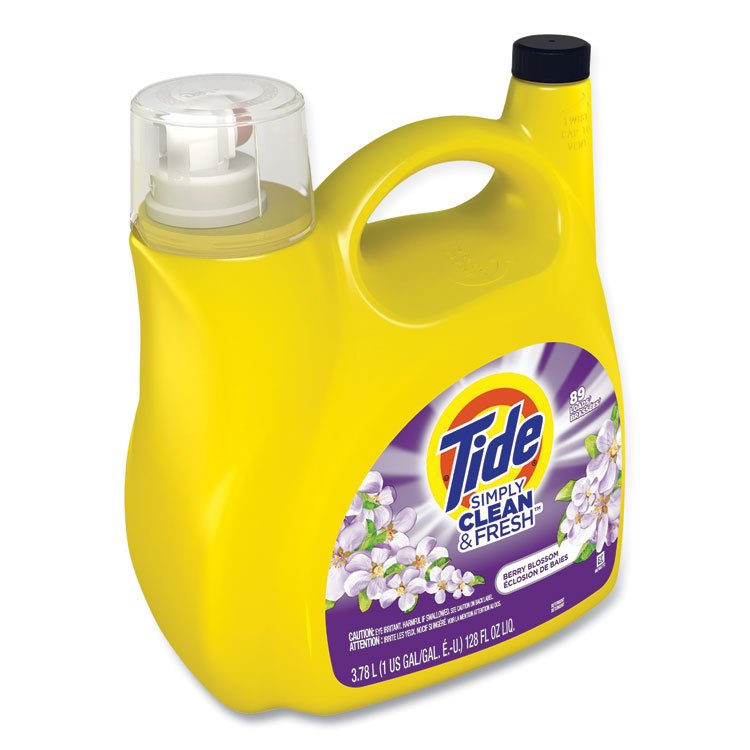 Tide Simply Clean and Fresh Laundry Detergent, Berry Blossom, 89 Loads, 128 oz Pump Bottle (PGC58710)