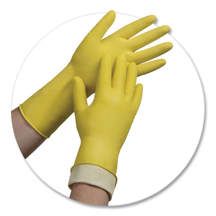 AMBITEX Pro L6500 Series Flock-Lined Latex Gloves, 12" Long, 15 mil, Small, Yellow, 12 Pairs (TXILSM6500)