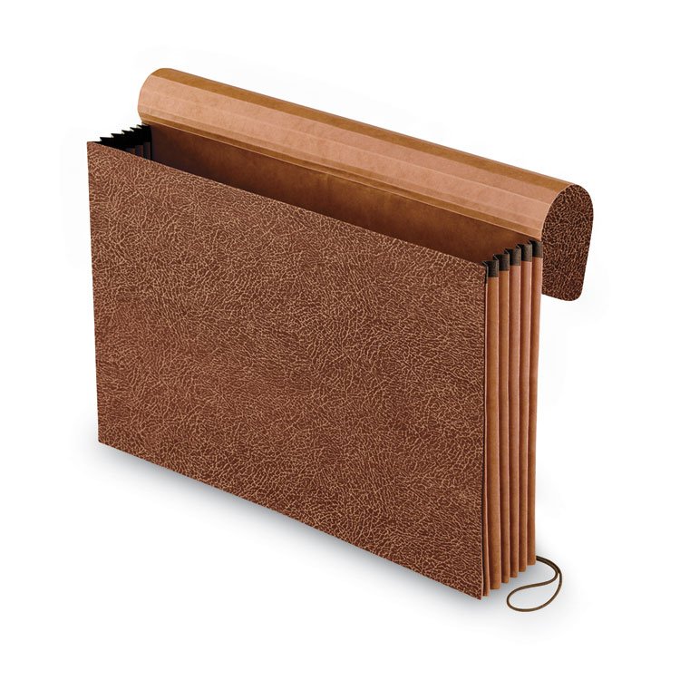 Pendaflex Standard Expanding Wallet with Fiber Gussets, 5.25" Expansion, 1 Section, Elastic Cord Closure, Legal Size, Red Fiber (PFX1076GLOX)
