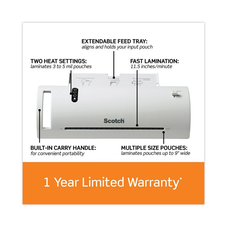 Scotch Thermal Laminator Value Pack, Two Rollers, 9" Max Document Width, 5 mil Max Document Thickness (MMMTL902VP)
