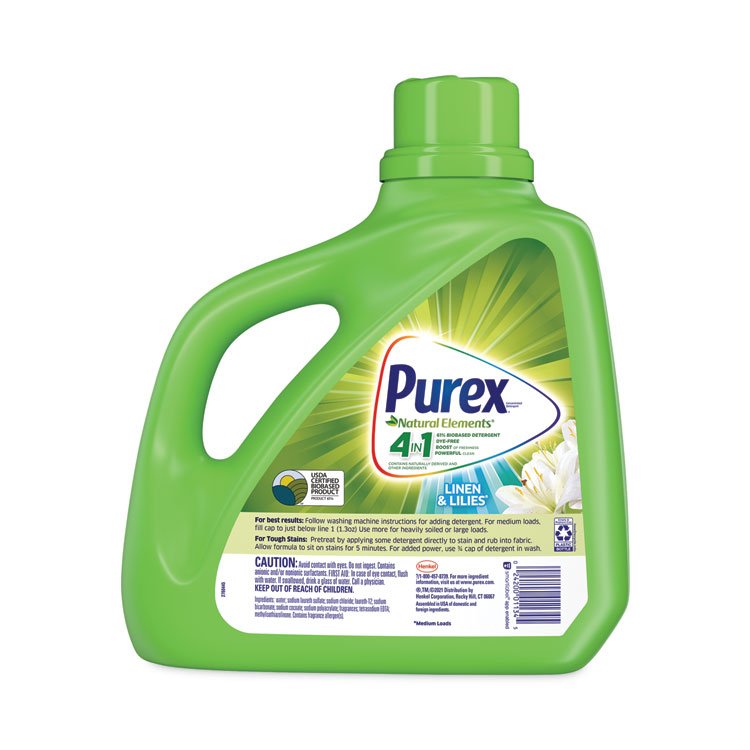 Purex Ultra Natural Elements HE Liquid Detergent, Linen and Lilies, 150 oz Bottle, 4/Carton (DIA01134)