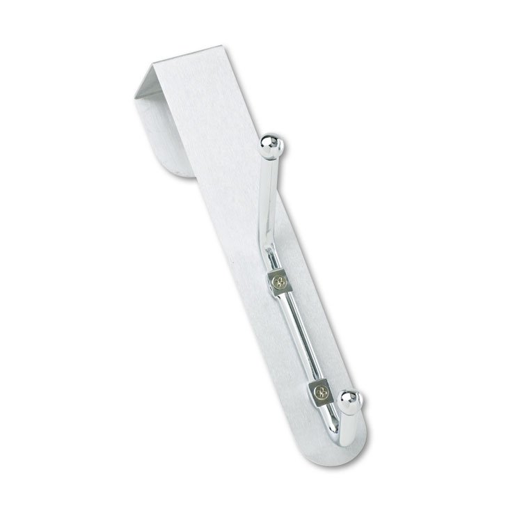 Safco Over-The-Door Double Coat Hook, Chrome-Plated Steel, Satin Aluminum Base (SAF4166)