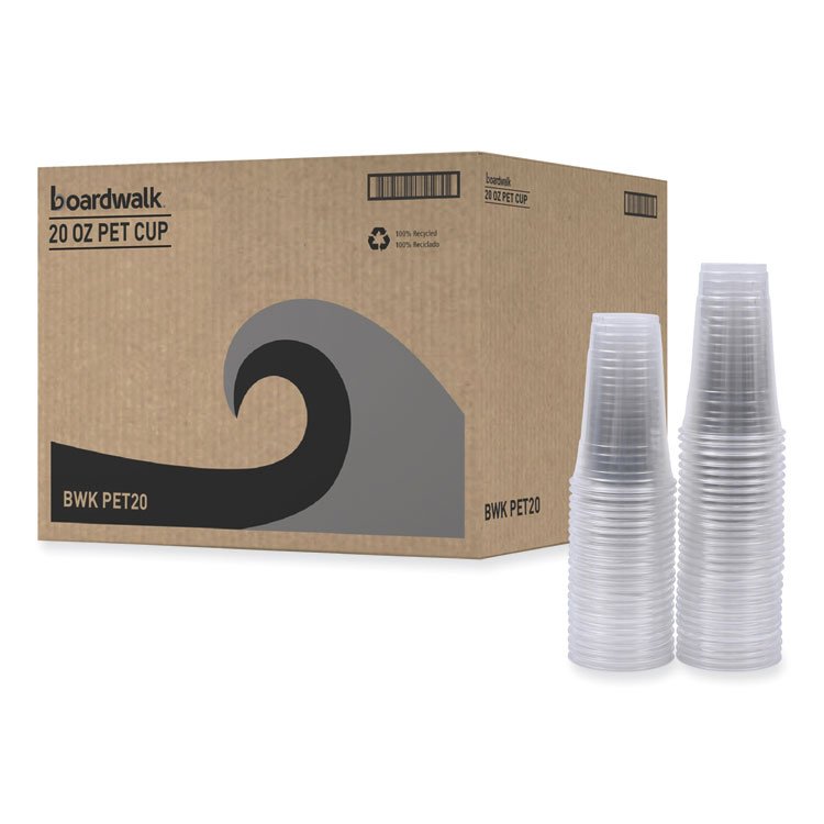 Boardwalk Clear Plastic Cold Cups, 20 oz, 50/Sleeve, 20 Sleeves/Carton (BWKPET20)