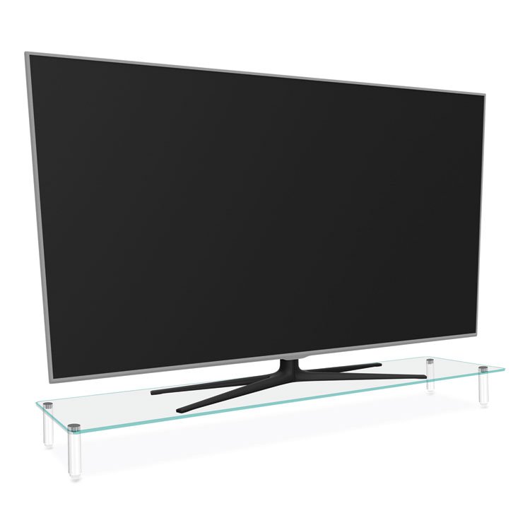 Kantek Extra Wide Glass Monitor Riser, 39.4" x 10.2" x 3.25", Clear, Supports 60 lbs (KTKMS380)