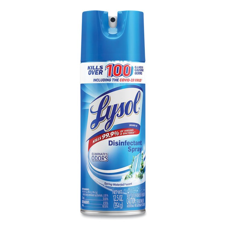 LYSOL Brand Disinfectant Spray, Spring Waterfall, Liquid, 12.5 oz Aerosol Spray, 12/Carton (RAC02845)