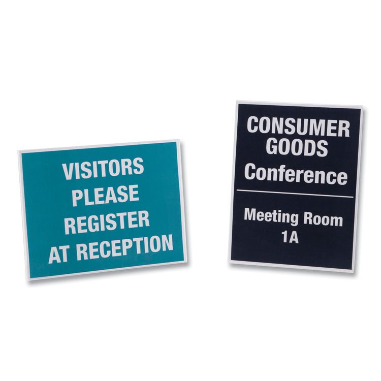 NuDell Clear Plastic Slanted L-Shaped Countertop Sign Holder, Side-Load, Horizontal/Vertical Orientation, 8.5 x 11 Insert (NUD35485Z)