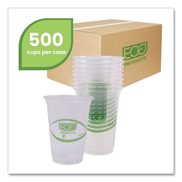 Eco-Products GreenStripe Renewable and Compostable Cold Cups, 16 oz, Clear, 50/Pack, 20 Packs/Carton (ECOEPCC16GS)