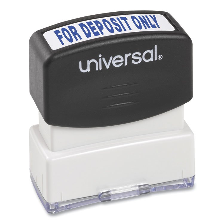 Universal Message Stamp, for DEPOSIT ONLY, Pre-Inked One-Color, Blue (UNV10056)