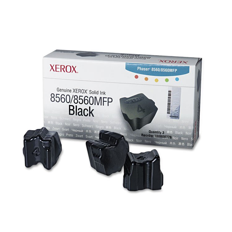 Xerox 108R00726 Solid Ink Stick, 3,400 Page-Yield, Black, 3/Box (XER108R00726)