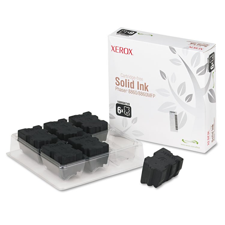 Xerox 108R00749 High-Yield Solid Ink Stick, 2,333 Page-Yield, Black, 6/Box (XER108R00749)