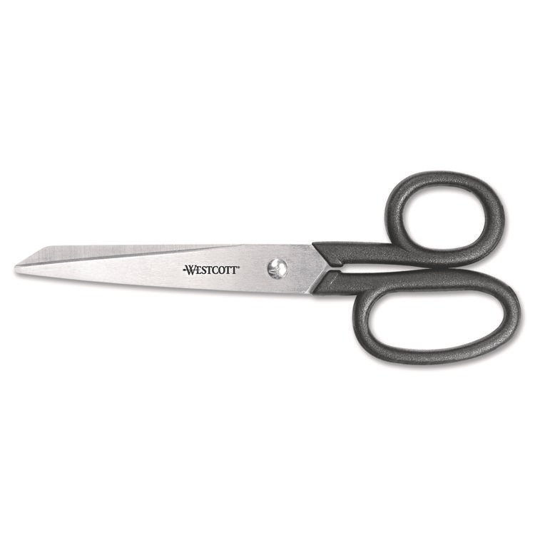Westcott Kleencut Stainless Steel Shears, 7" Long, 3.31" Cut Length, Straight Black Handle (ACM19017)