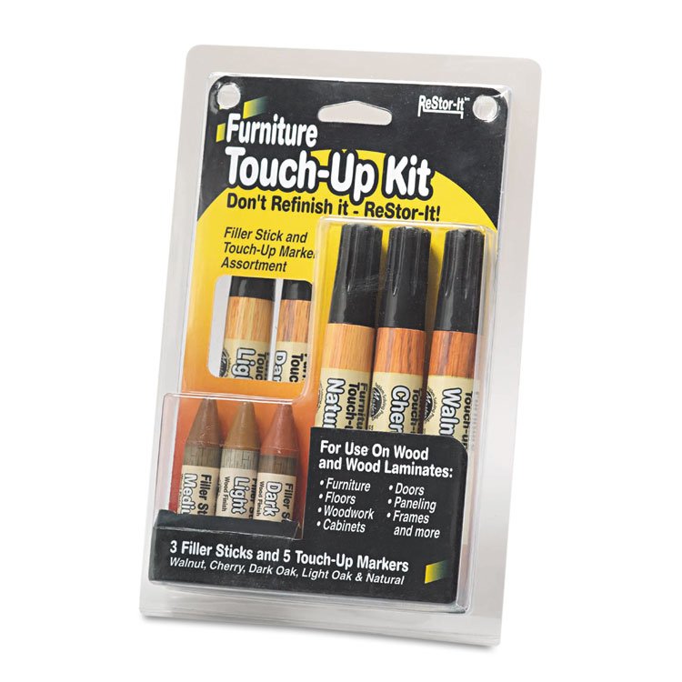 Master Caster ReStor-It Furniture Touch-Up Kit with (5) Woodgrain Markers, (3) Filler Sticks, 4.25 x 0.38 x 6.75 (MAS18000)