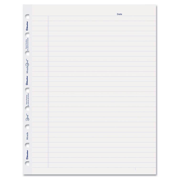 Blueline Ruled Paper Refill Sheets for all MiracleBind Notebooks and Planners, 9.25 x 7.25, White/Blue Sheets, Undated, 50/Pack (REDAFR9050R)