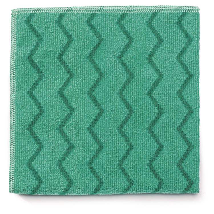 Rubbermaid Commercial Reusable Cleaning Cloths, Microfiber, 16 x 16, Green, 12/Carton (RCPQ620)