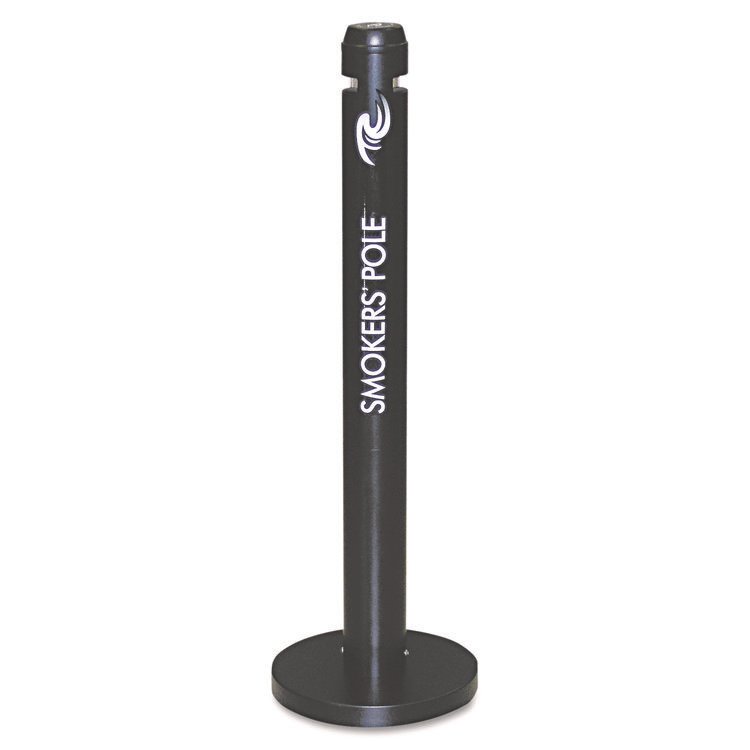 Rubbermaid Commercial Smoker's Pole, Round, Steel, 0.9 gal, 4 dia x 41h, Black (RCPR1BK)