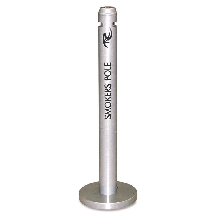 Rubbermaid Commercial Smoker's Pole, Round, Steel, 0.9 gal, 4 dia x 41h, Silver (RCPR1SM)