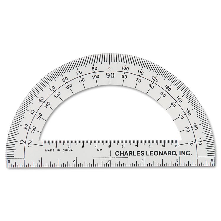 Charles Leonard Open Center Protractor, Plastic, 6" Ruler Edge, Clear (LEO77106EA)