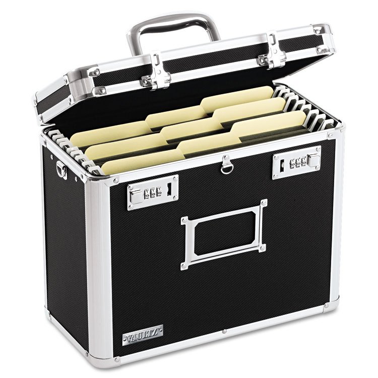 Vaultz Locking File Chest, Letter Files, 13.75" x 7.25" x 12.25", Black (IDEVZ01187)