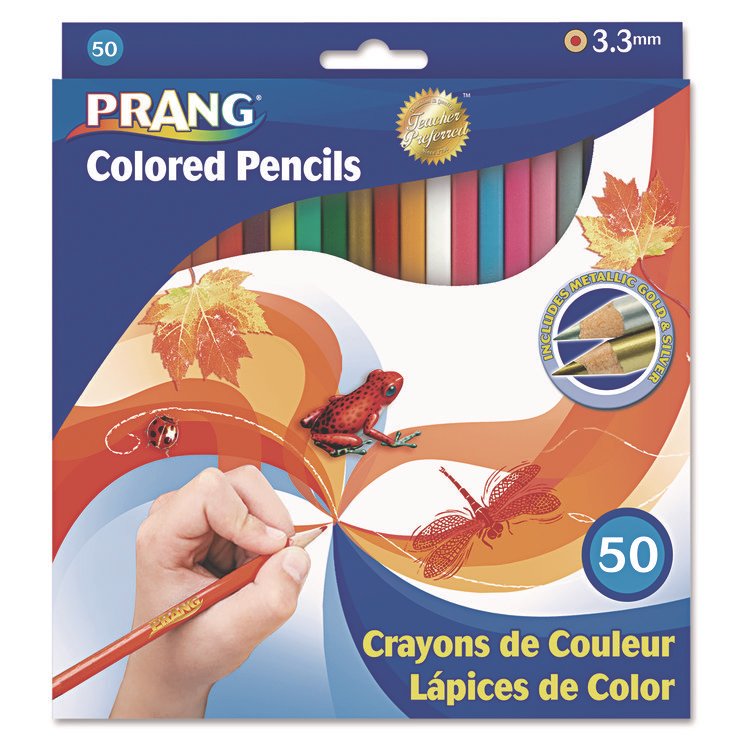Prang Colored Pencil Sets, 3.3 mm, 2B, Assorted Lead and Barrel Colors, 50/Pack (DIX22480)